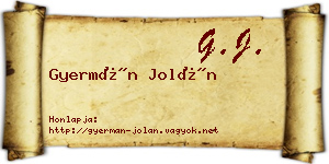 Gyermán Jolán névjegykártya