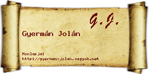 Gyermán Jolán névjegykártya